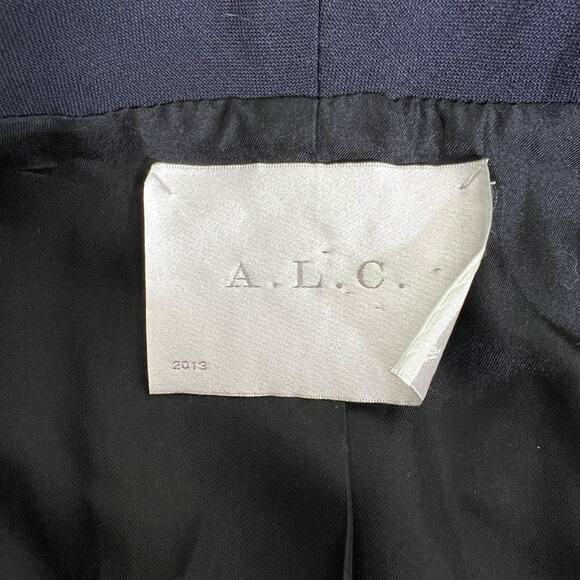 A.L.C. Mohair Silk Cropped One Button Tuxedo Blazer Jacket 2013 Navy Blue 8 - Picture 5 of 7